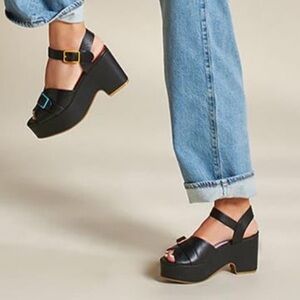Charlotte Stone Rav Black Platform Sandals